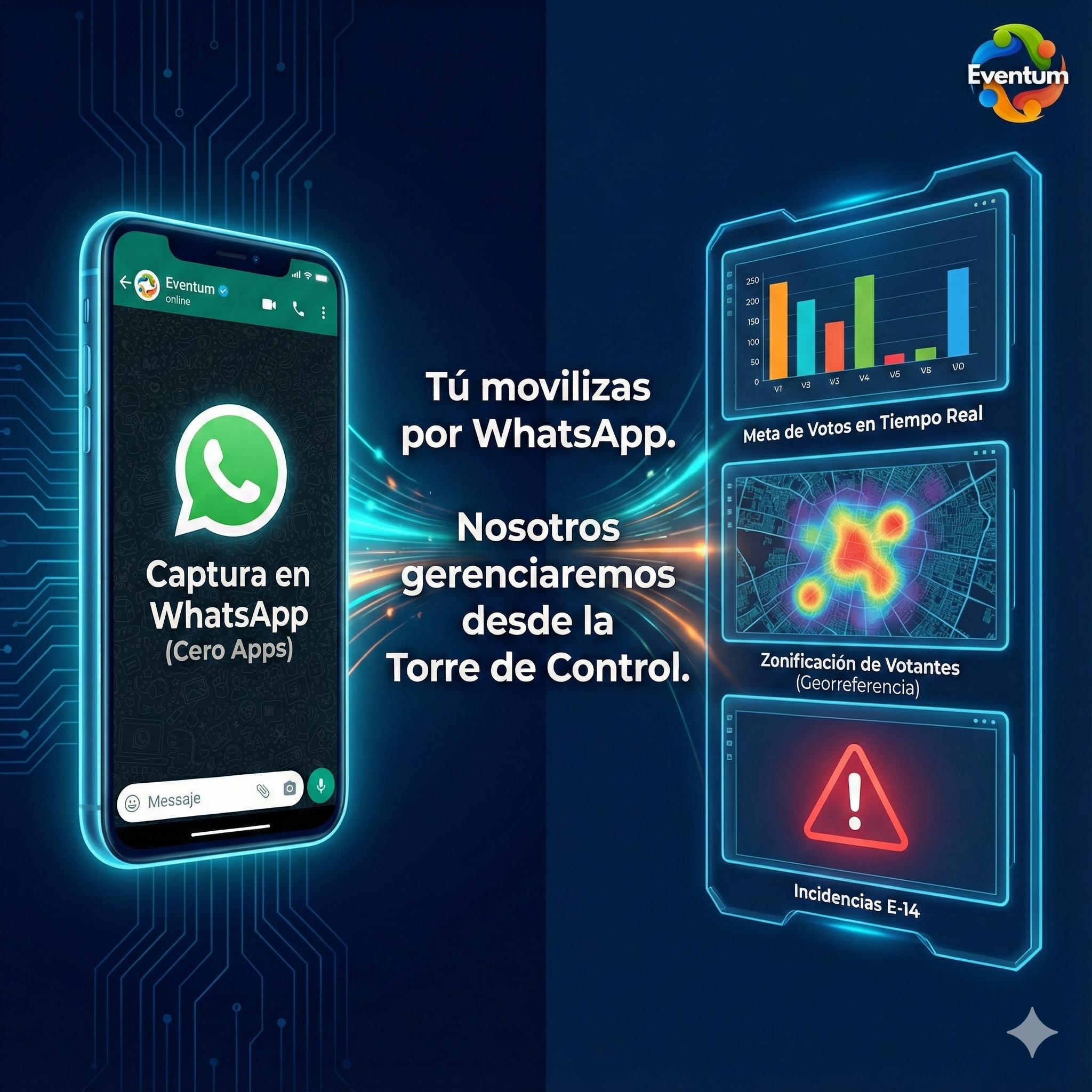 Ecosistema Eventum: De WhatsApp a la Torre de Control